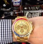 Yellow Gold Rolex Rainbow Daytona Replica Watch 42mm